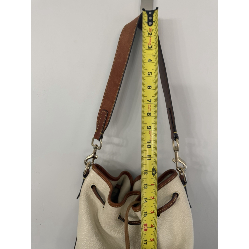 DOONEY & BOURKE Cream Pebbled Leather Small Drawstring Bucket Bag Shoulder Bag - Picture 8 of 16